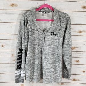 PINK gray quarter button down